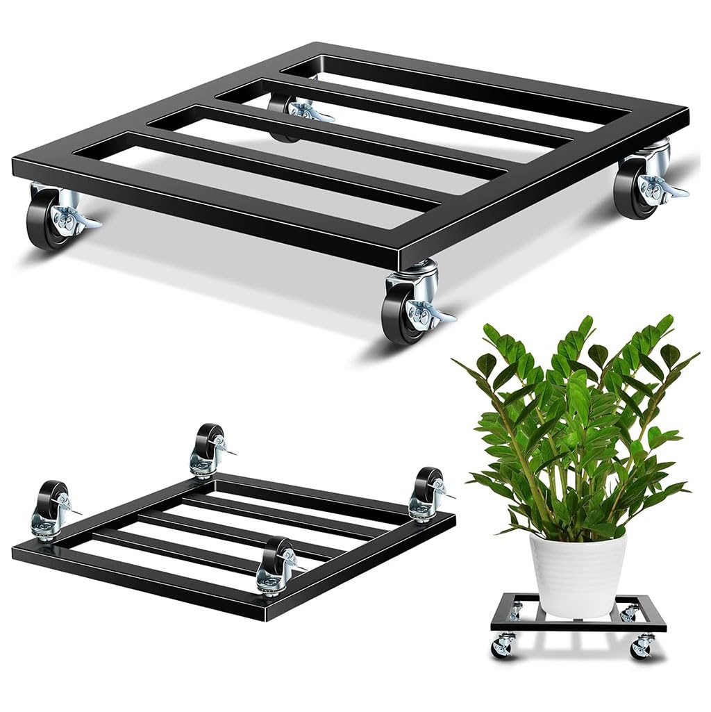 Support à plantes à roulettes robuste et carré de 50 cm pour charges lourdes et pots extérieurs