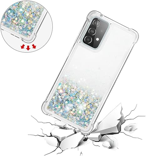 Miniatura 5 de Funda compatible con Samsung Galaxy A52 5G con purpurina de lujo, lindo amor, líquido, arena movediza, transparente, suave, TPU para niñas y