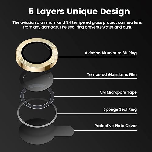 Miniatura 50 de Tensea Protector de lente de cámara para iPhone 14 Pro/iPhone 14 Pro Max, protector de pantalla de vidrio templado 9H, protector de anillo Purpurina