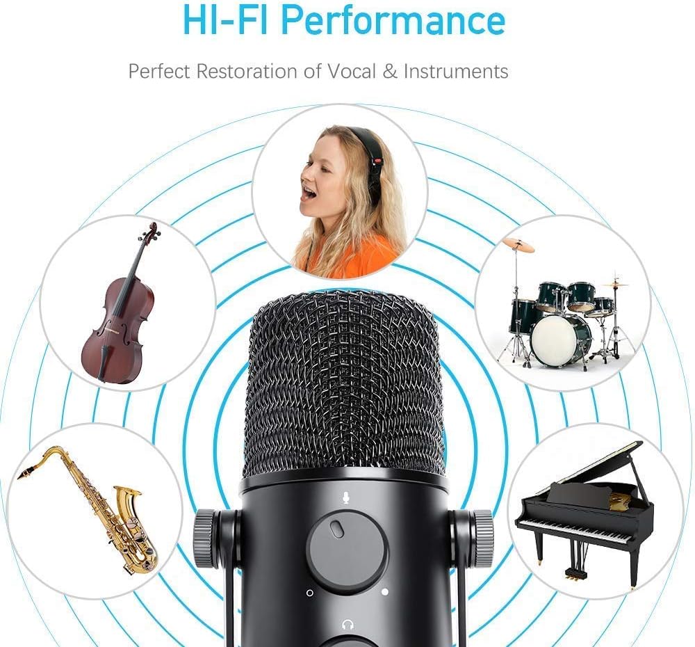 میکروفن خازنی یو اس بی MAONO مدل (AU902) با افزایش ، کنترل صدا ، بی صدا ،اتصال و بازی، Livestream ، ضبط ، آموزش آنلاین