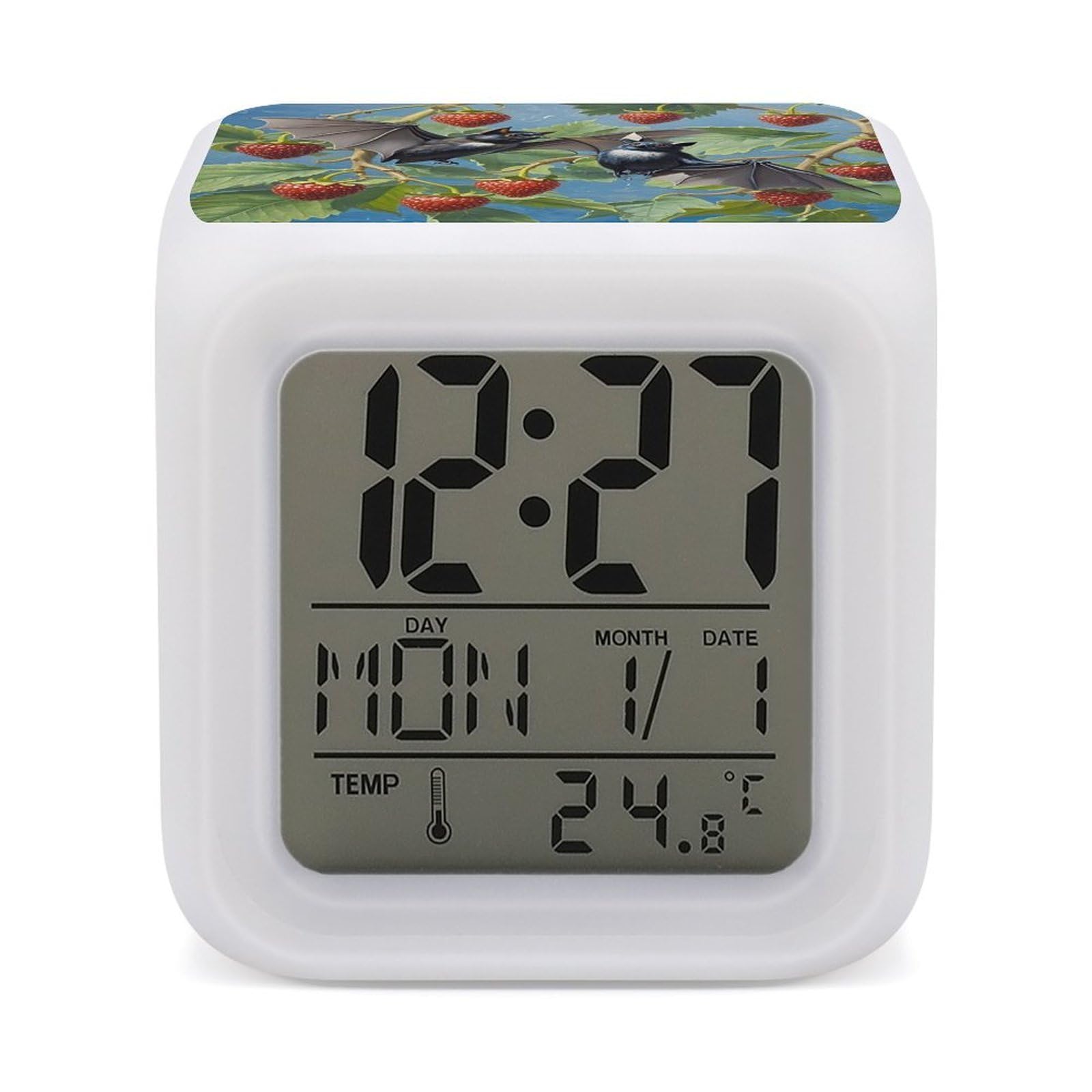 Reloj digital gótico para mesita de noche infantil con luces relajantes de murciélago