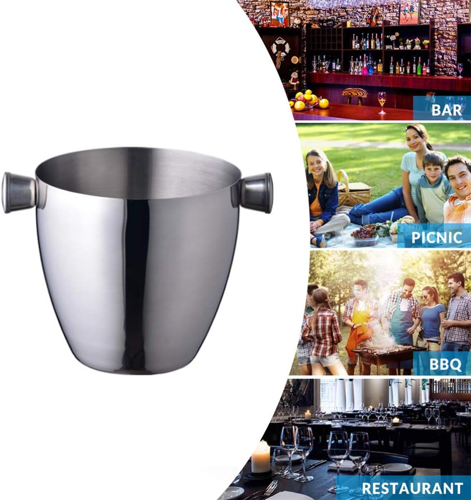 Beverage Chiller Stainless Steel Ice Bucket with Tongs and Handle Champagne Bucket Ice Bucket Wine Bucket for Home Bar Club Beverage Cooler,Durable
