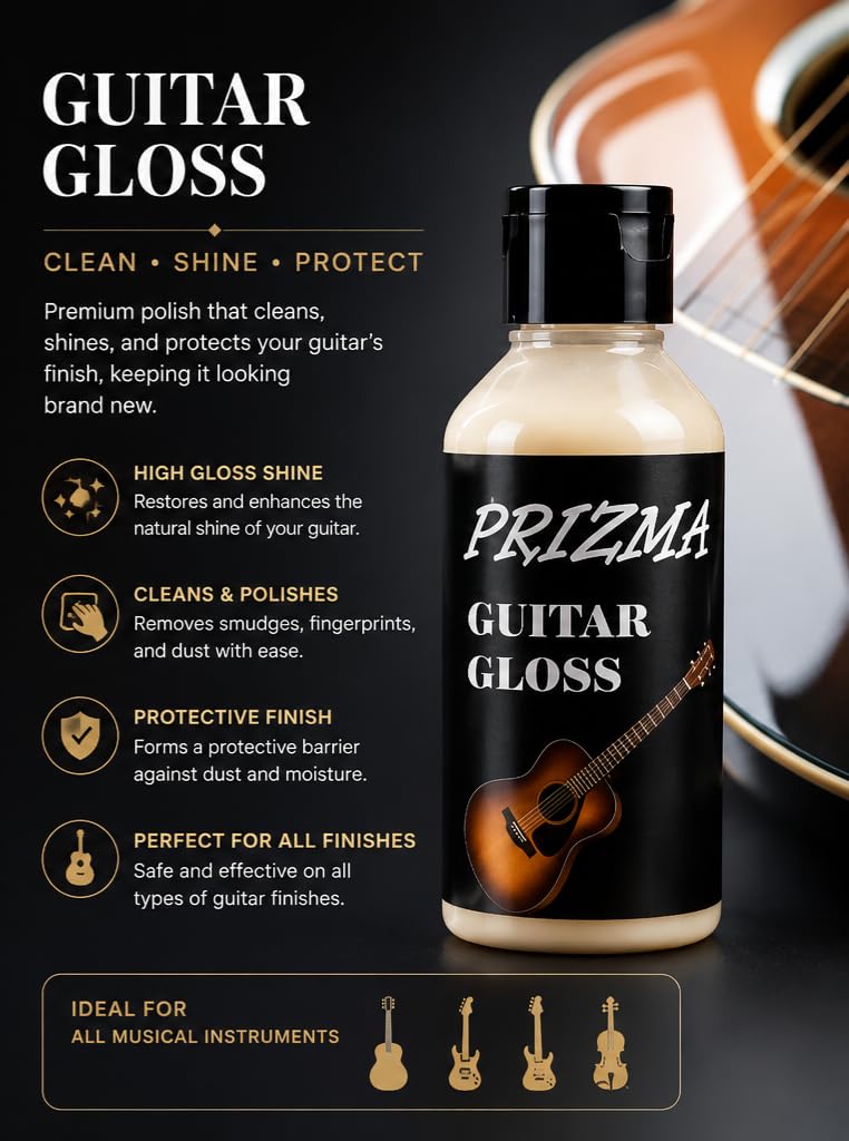 Prizma Guitar Polish And Oil Combo Pack : 100 ml Lemon Oil for Fretboards & 100 ml Polish for Guitar Body + Applicator β For Acoustic, Electric & Classical Guitars 2