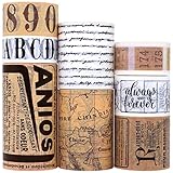 WAPETASHI Vintage Washi Tape Set 157ft Long - Antique Japanese Masking Tapes, Decorative for Scrapbooking Supplies, Bullet Journals, Planners, DIY Crafts, Gift Wrapping - 8 Different Design