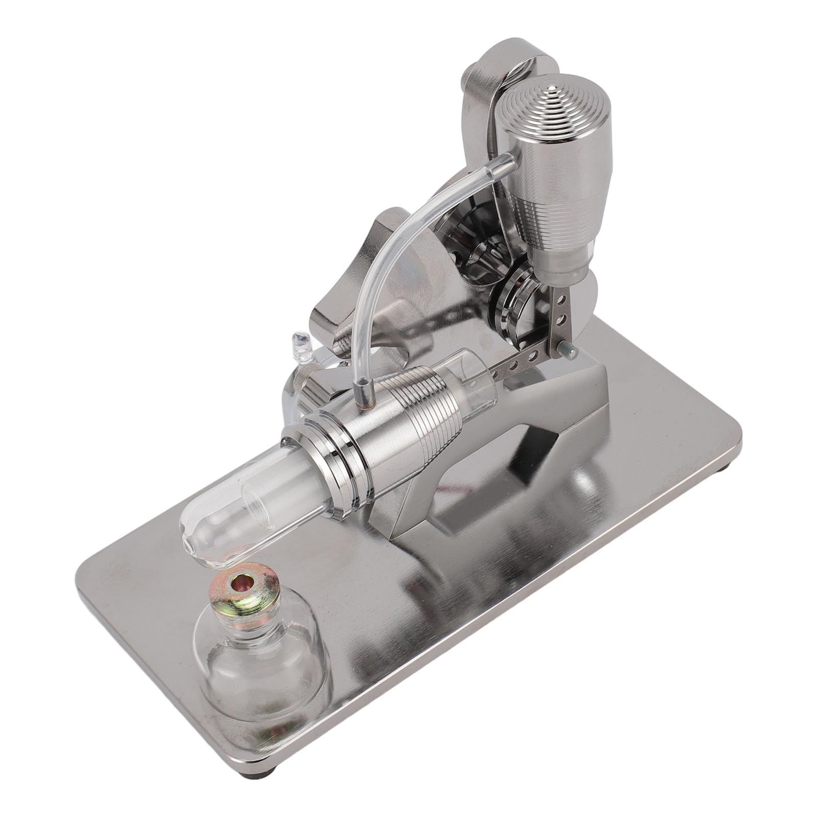 AMONIDA Juguete Modelo de Motor Stirling con Generador de Electricidad Educativo LED Colorido para Niños y Adultos Uso Doméstico Aleación de Aluminio (Silver)
