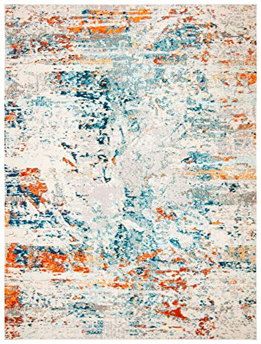 SAFAVIEH Madison Collection Area Rug - 6' x 9', Cream & Orange, Modern Abstract Design, Non-Shedding & Easy Care, Ideal for High Traffic Areas in Living Room, Bedroom (MAD478B)