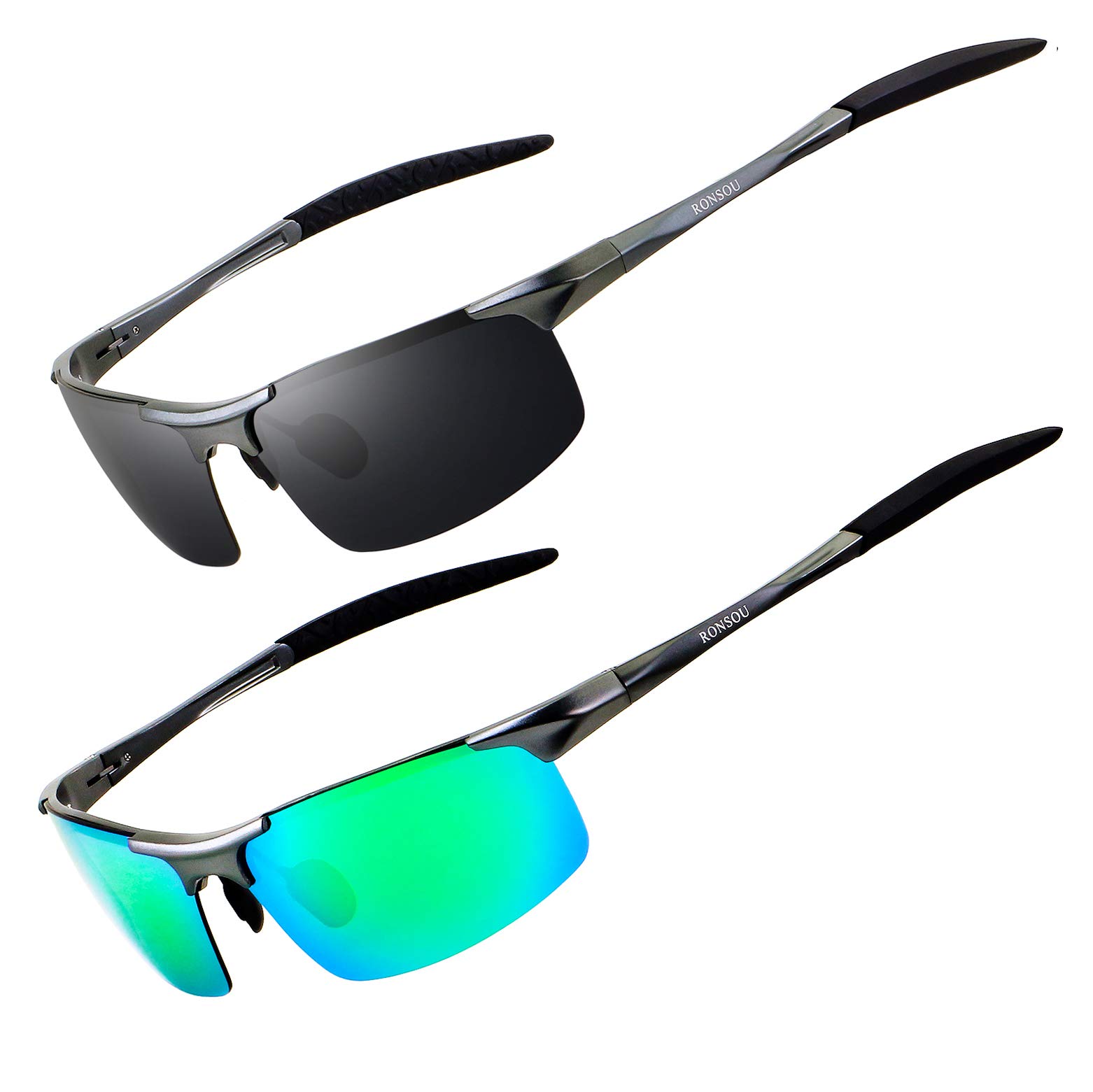 RONSOU 0.9 oz Sport Polarized Sunglasses for Men, Aluminum-Magnesium Frame