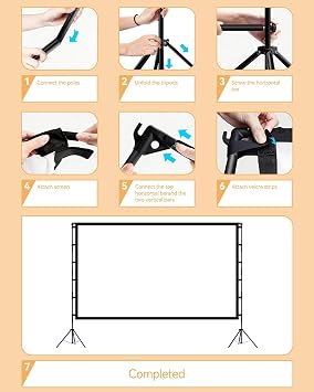 120 inch Projector Screen Outdoor with Stand, 16:9 4K HD Portable Projector Screen with Carrying Bag, Foldable Movie Screen Outdoor Indoor for Home Theater Backyard Movie Night