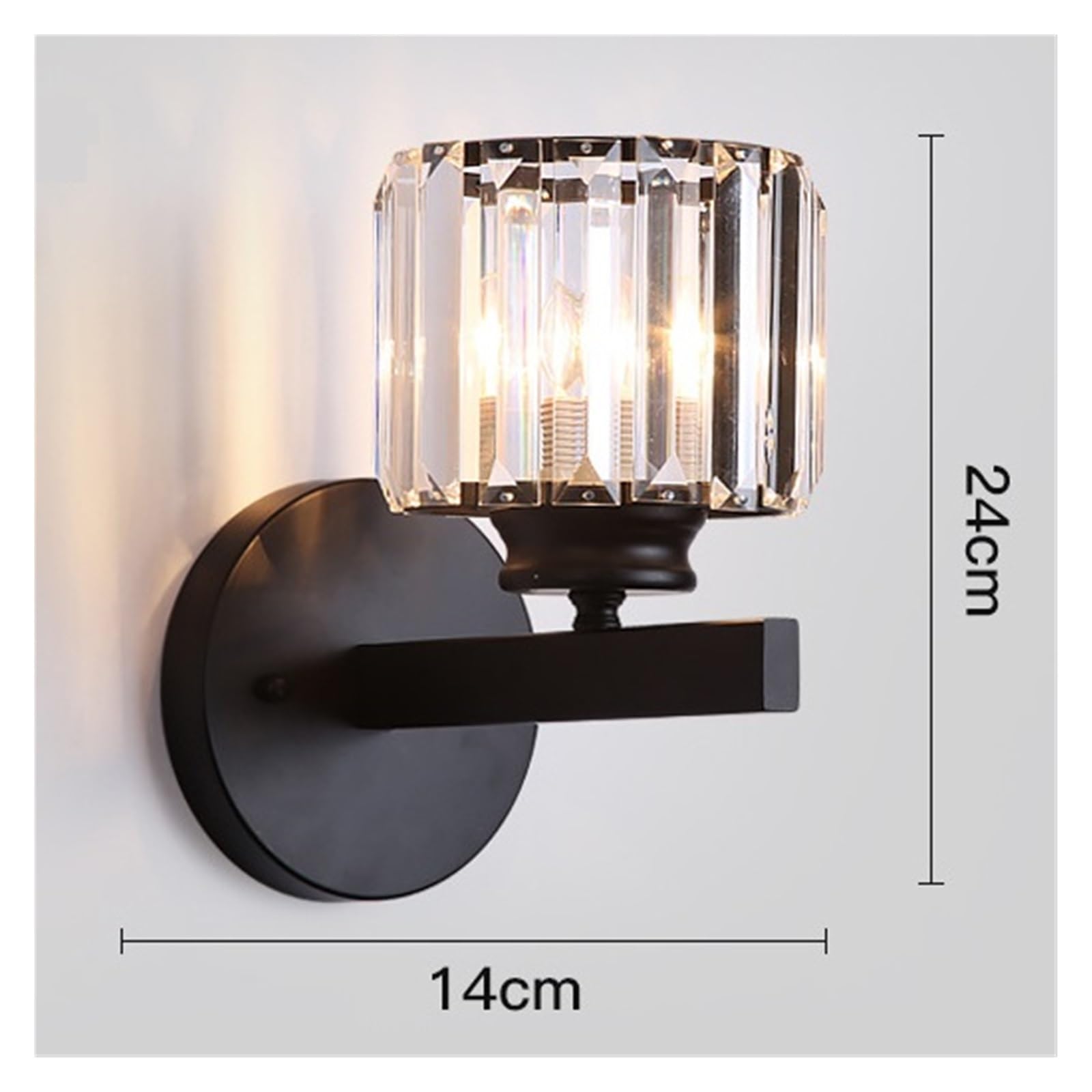 Nowoczesna Prosta Kwadratowa Kryształowa Kinkiet Sypialnia Salon Gabinet Cylindryczne Oświetlenie Wewnętrzne Led Do Wystroju Domu Jasne śWiatłA(Nature White,Cylinder black)