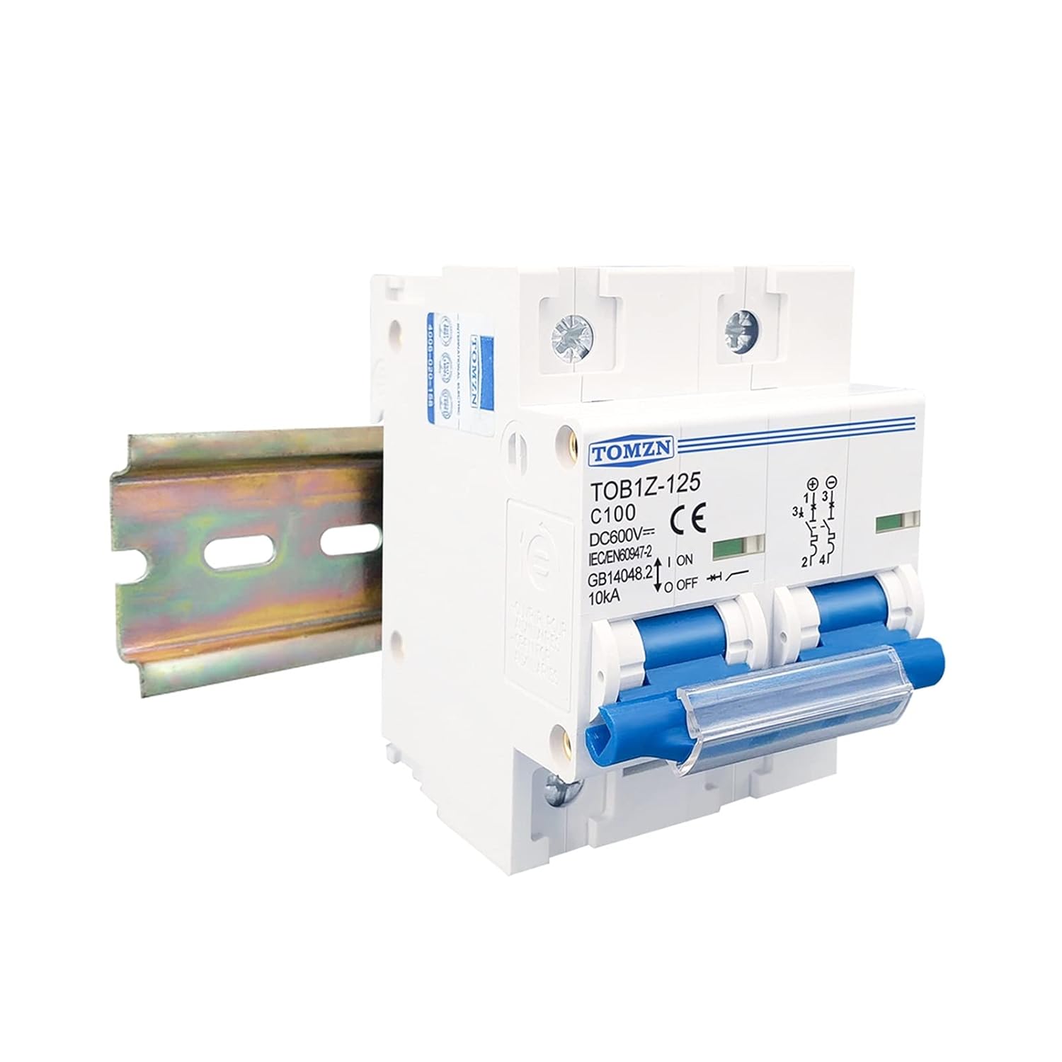 Relay 2P 100A 80A 125A DC MCB 600V Circuit Breaker for PV System Battery Main Switch (Size : 80A)