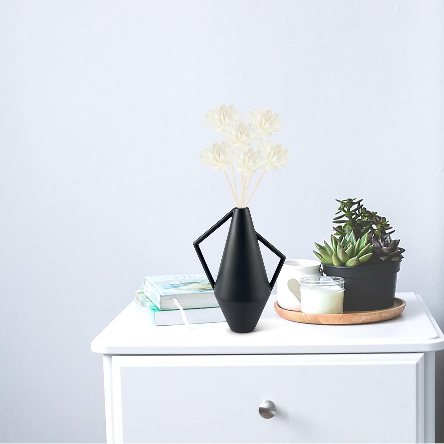 Zerodeko 12Pcs Simulated Chrysanthemum Flower Aroma Diffuser Sticks White Handicraft Reed Replacement for Essential Oil Scent Diffuser Home Bedroom Living Aromatherapy Supplies