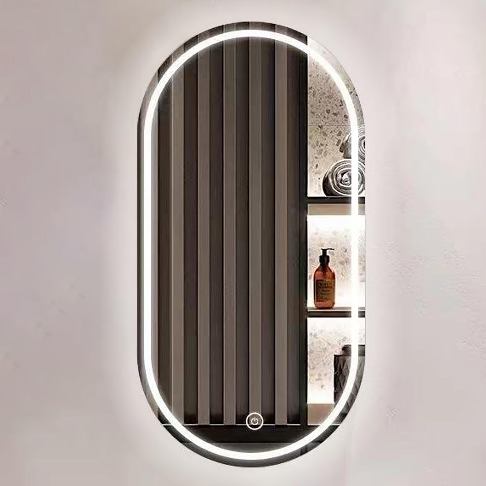 Atwnjkp Oval LED Bathroom Mirror with Backlight – Dimmable 3000K-6000K Colour Temp | 40x80cm(15.7x31.5in) Wall Mounted Vanity Mirror for Makeup, Hallway & Living Room – Style B