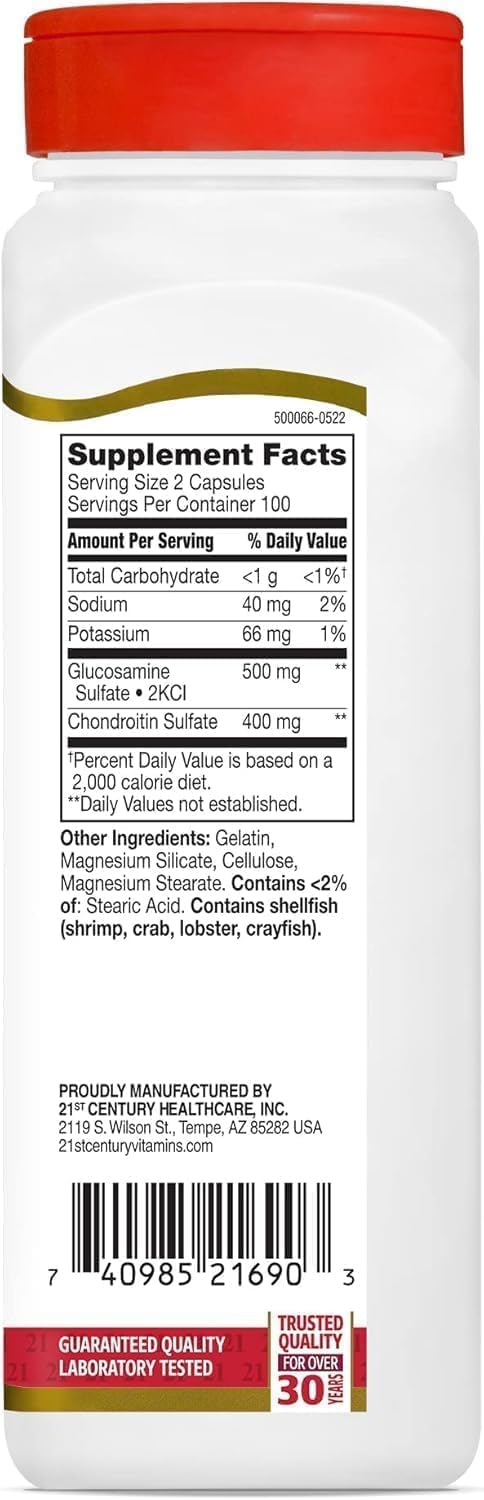 21st Century Glucosamine 250mg and Chondroitin 200mg Capsules, 200-Count by 21st Century