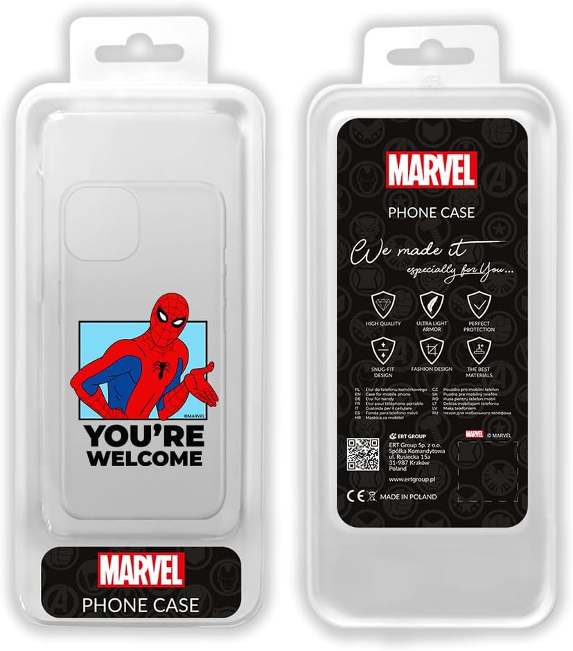 ERT GROUP Mobile Phone case for iPhone 13 Original and Officially Licensed Marvel Pattern Spider Man 030 optimally adapted to The Shape of The Mobile Phone, Partially Transparent