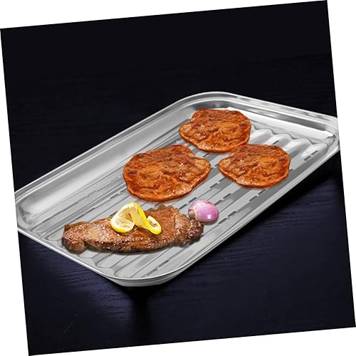 Miniatura 2 de Happyyami Stainless Steel Grill Pan Roasting Fish Drip Tray Vegetable Grill Basket Stainless Grill Topper BBQ Grill Pan Grill Toppers Grill Pan for