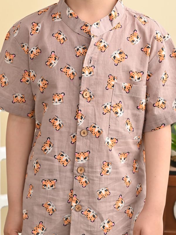 Image of superminis Baby Boys Cotton Printed Shirt and Nikkar /Shorts Coordinated Set