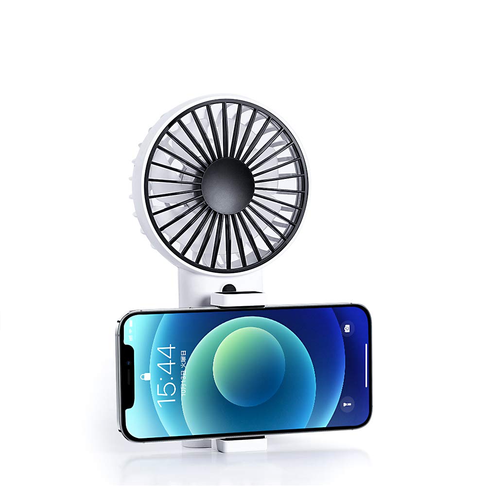 SMARTDEVIL Mini Handheld Fan, Hand held Personal Portable Fan with USB Rechargeable Battery Operated Powered Cooling Electric Fan with 3 Speeds, 2000mAh Battery for Home Office Travel Outdoor (White)