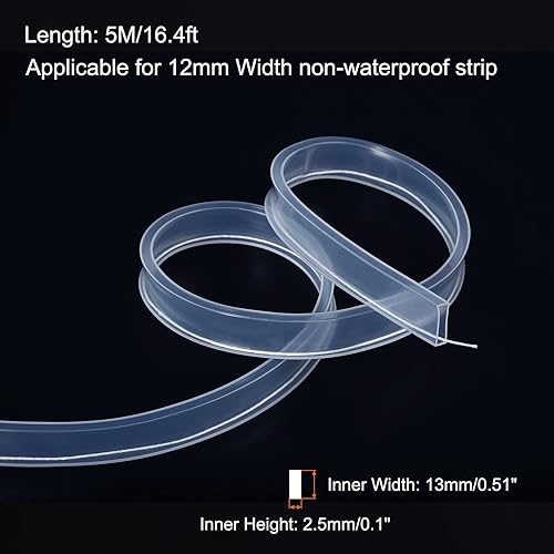 Miniatura 2 de PATIKIL Funda de tubo de silicona de 16.4 pies, cubierta de protección impermeable IP67 plana flexible para RGBW/RGBWW de 0.472 in de ancho, tira