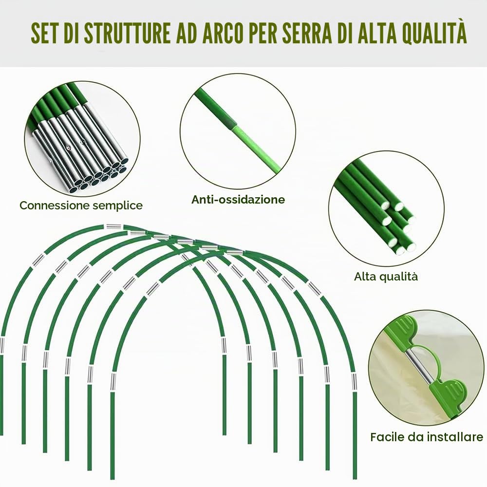 HEYIDAMAI Archi per Tunnel Orto,Archi per Orto,Archi per Serre a Tunnel,Archetti per Serra da Orto，Telaio per Serra Orto,Strutture per Serre a Tunnel,Archi per Serra,Pneumatici per Serra