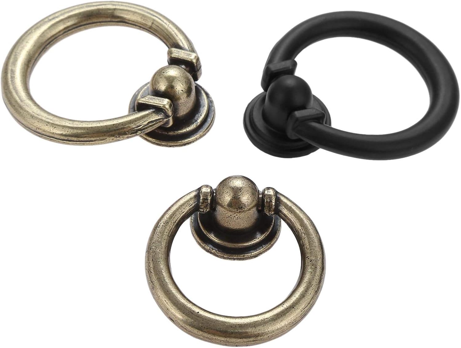 Exquisite Kitchen Cabinet Handles, Drawer Pulls, 2Pc Vintage Cabinet Furniture Ring Pull Knob Zinc Alloy Drawer Ring Pull Kitchen Cupboard Closet Door s 35/40mm-black ((Bronze 2)