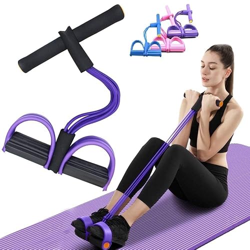 Yoga Pedal Puller Resistance Band, 4 Tube Pedal Exerciser for Home Workout, Full Body Strength Training Equipment for Arms, Legs, Core and Stretching Exercise for Men & Women (Heavy Pull Reduser 1)