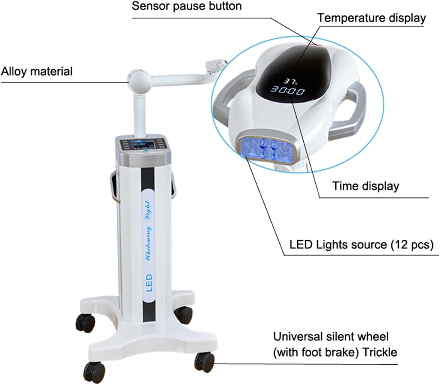 60W Floor-Standing Teeth Whitening Machine LED Bleaching Accelerator Lamp with 12Pcs LED Light KY-M228