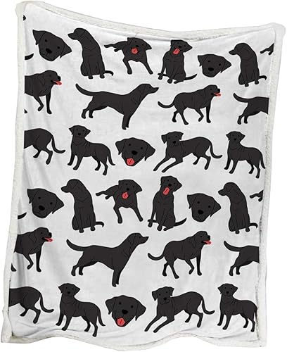 Miniatura 7 de BlessLiving Manta de forro polar Sherpa de dibujos animados para niños y niños, manta mullida de perro labrador retriever negro, manta de felpa
