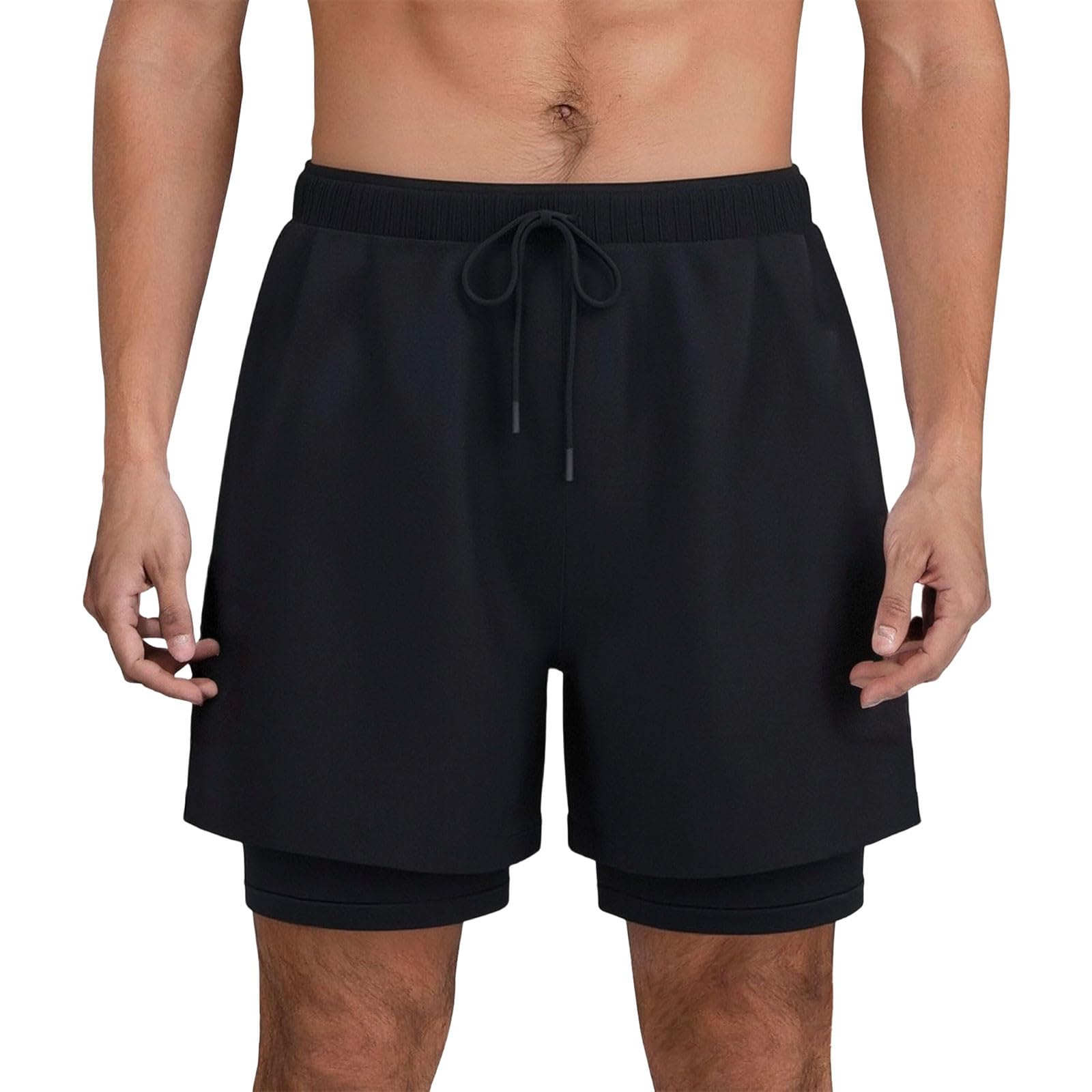 Mens 2 in 1 Running Shorts Quick Dry Sports Layering Shorts Workout Gym Training Beach Vacation Going Out