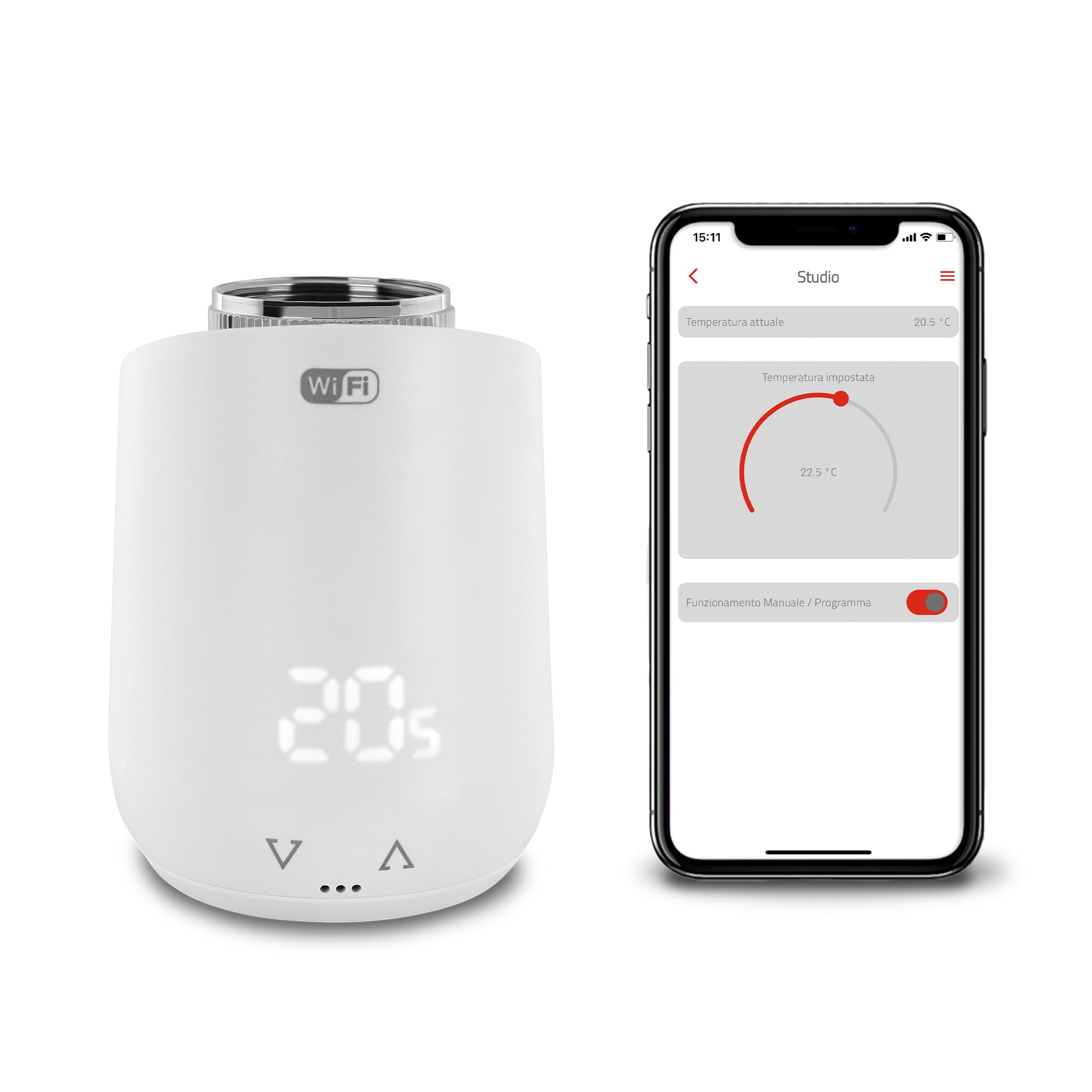 VEMER VE798100 THERMOPRO WIFI - Valvola Termostatica WiFi per Termosifoni con APP, Testa Termostatica Intelligente Smart a Batteria, Bianca