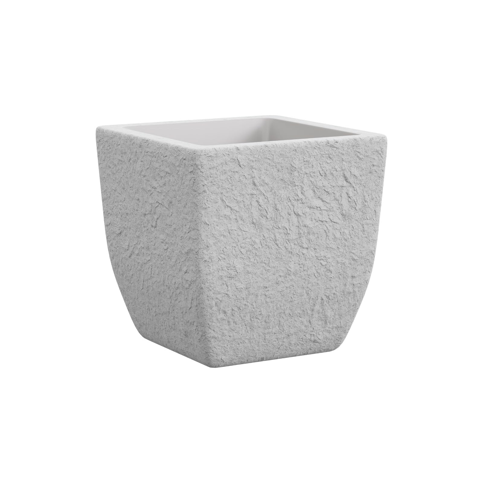 Nicoli Lithos vaso effetto pietra in resina per esterni ed interni, fioriera autoirrigante con serbatoio integrato, resistente agli agenti atmosferici, ideale per piante da esterno - 40 cm - BIANCO