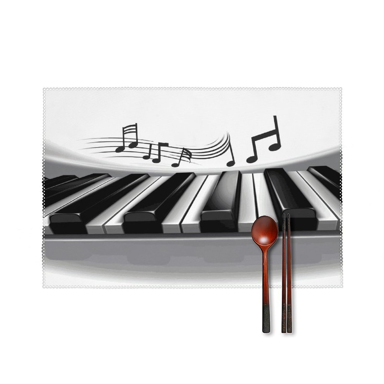 Fekiloot Style Piano Music Symbol Placemats Set Of 6,Table Mat