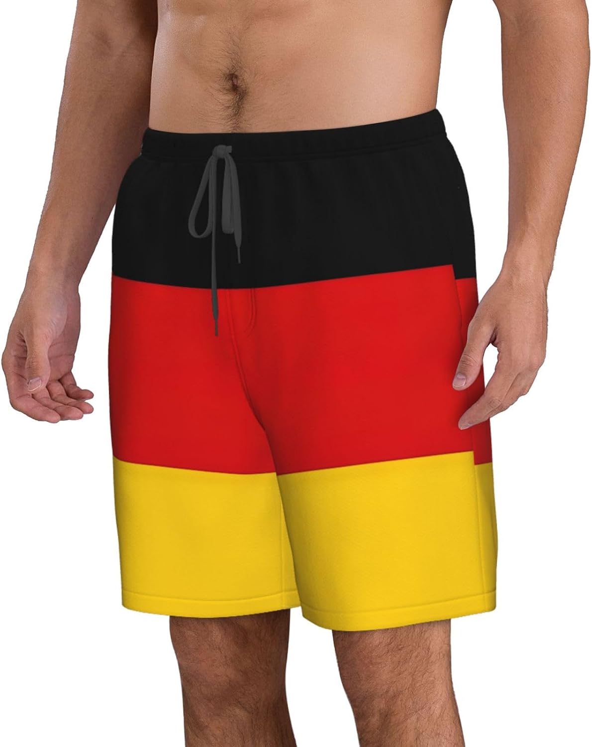 Germany Flag Print Mens Casual Shorts Drawstring Summer Beach Stretch Shorts Novelty Swimtrunks