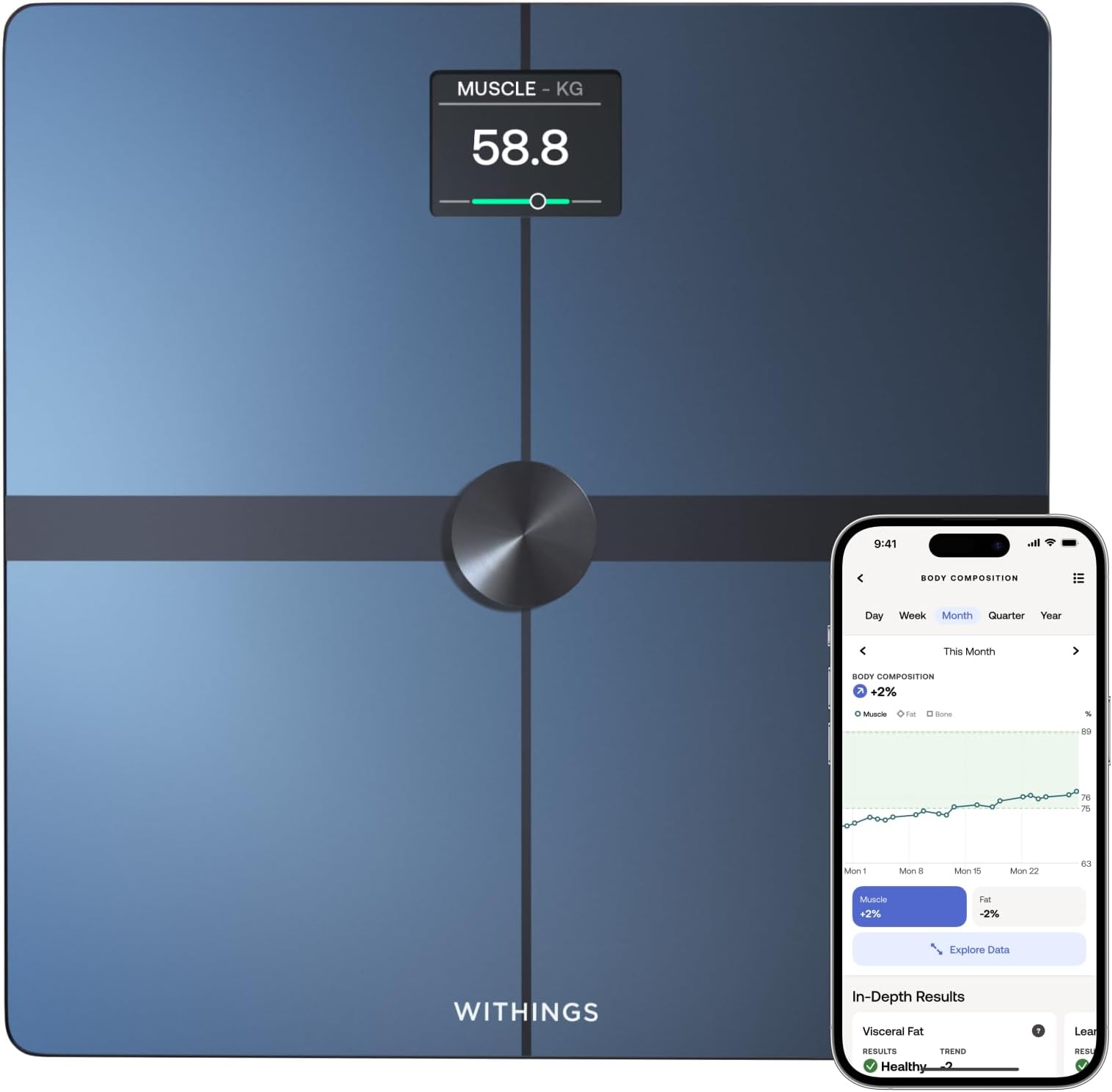 โ WITHINGS Body Smart - Accurate Scale for Body Weight and Fat Percentage, Body Composition Scales Wi-Fi and Bluetooth Weight Scale, Apple Health / Google Fit Compatible, Digital Bathroom Scale
