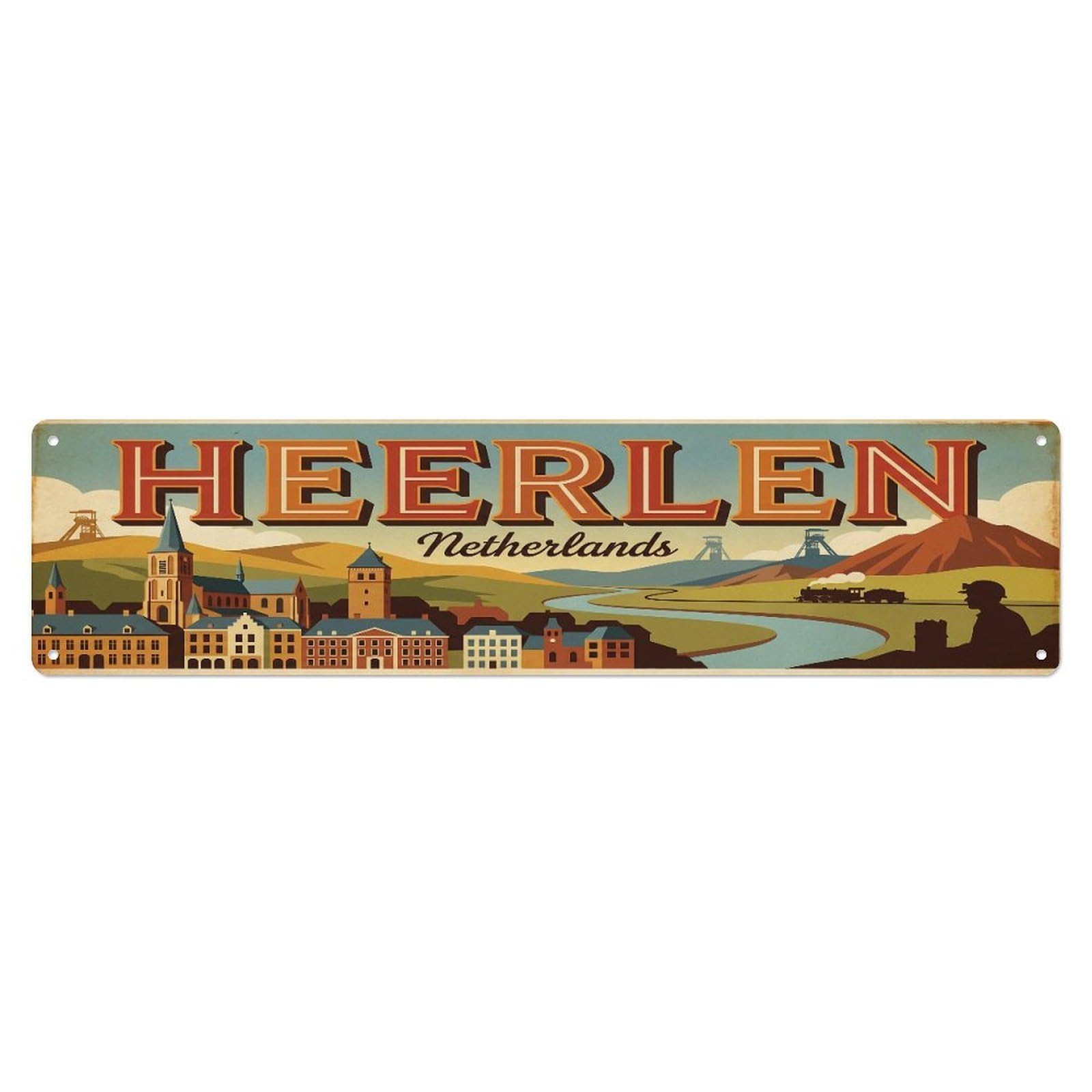 Metal Tin Sign Vintage Travel Netherlands Heerlen