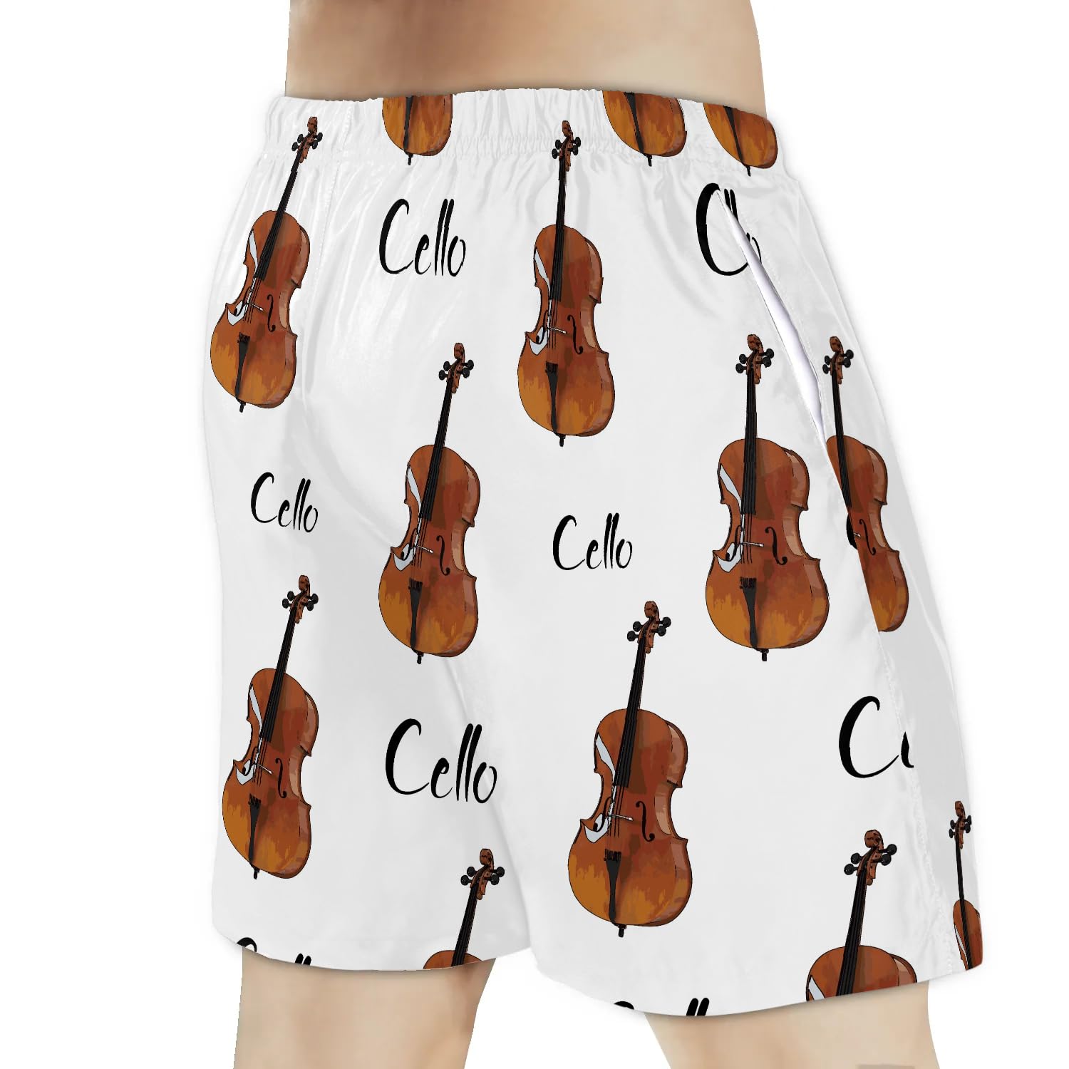 Cello Violoncello Summer Shorts for Men Big and Tall Swim Trunks Mesh Lining Casual Board Shorts Hawaiian Swimming Shorts Elastic Waist Beach Short Pants with Pockets (XXL)