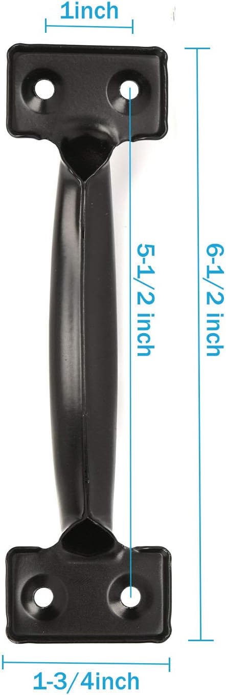 TamBee 6-1/2 in 2Pc Pulls Gate Handle ＆ 12 in 4Pc T-Strap Shed Hinge Black