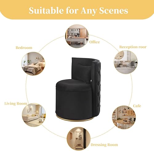 Miniatura 7 de Otnqu Silla de acento giratoria, sofá redondo de terciopelo de almacenamiento, silla tapizada con barril moderno para guardería, sala de estar,