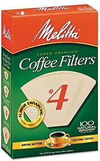 Melitta #4 Cone Coffee Filters, Unbleached Natural Brown, 100 Total Filters Count - Packaging May Vary