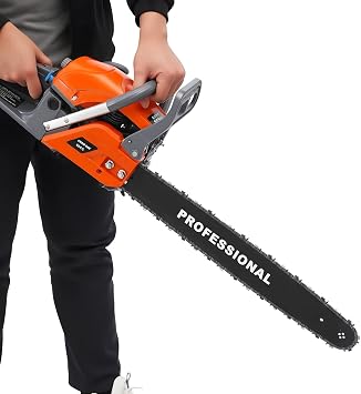 20Inch Gasoline Chainsaw,58CC 2-Stroke Gas Powered Chain Saw Single Cylinder,Handheld Cordless Petrol Chain Saws For Wood Cutting,Forest Felling,Tree Pruning,And Shrub Pruning Use Configuration Kit