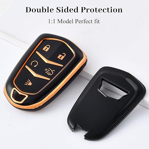 Vista 22 de OFFWEGO - Funda para llavero Cadillac, para Cadillac Escalade CTS SRX CT4 CT5 CT6 XTS XT4 XT5 XT6 ATSL SLS STS Funda para llavero inteligente