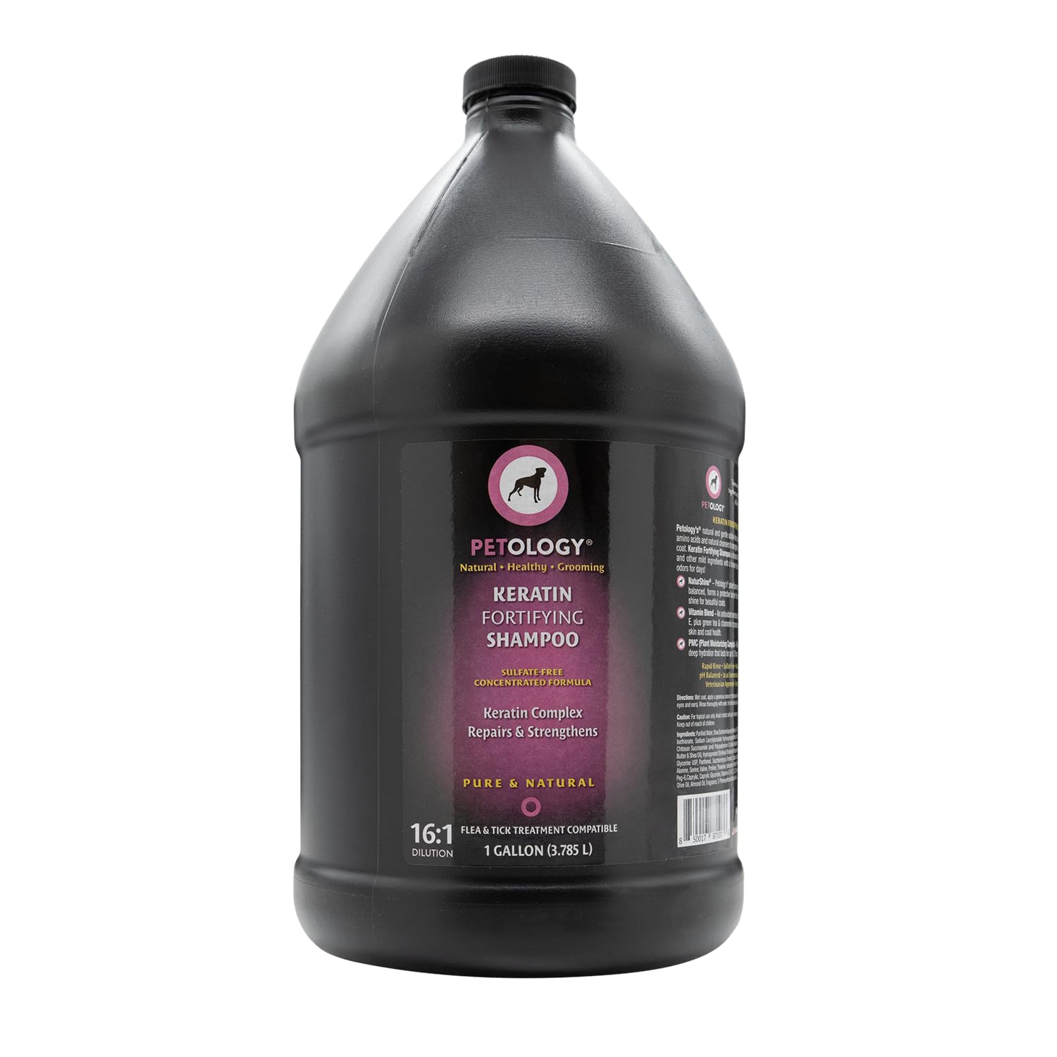 Petology Keratin Fortifying Dog Shampoo, 1 Gallon - Natural, Gentle, Sulfate-Free, Infused with Keratin and Amino Acids to Strengthen and Moisturize