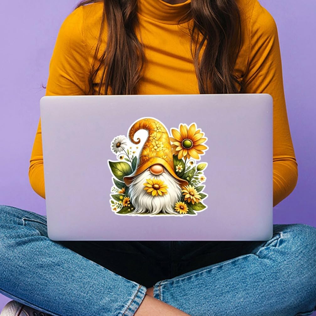 2pcs Sunflower Gnome Vinyl Sticker, 5.12''x5.12'', Vibrant Cartoon Decal for Cars, Trucks, Motorcycles, Laptops,Waterproof PVC Material | CZ103 - Image 7