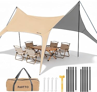 Camping Tarp with Poles,15x10 FT Camping Canopy,Waterproof Tent Tarp