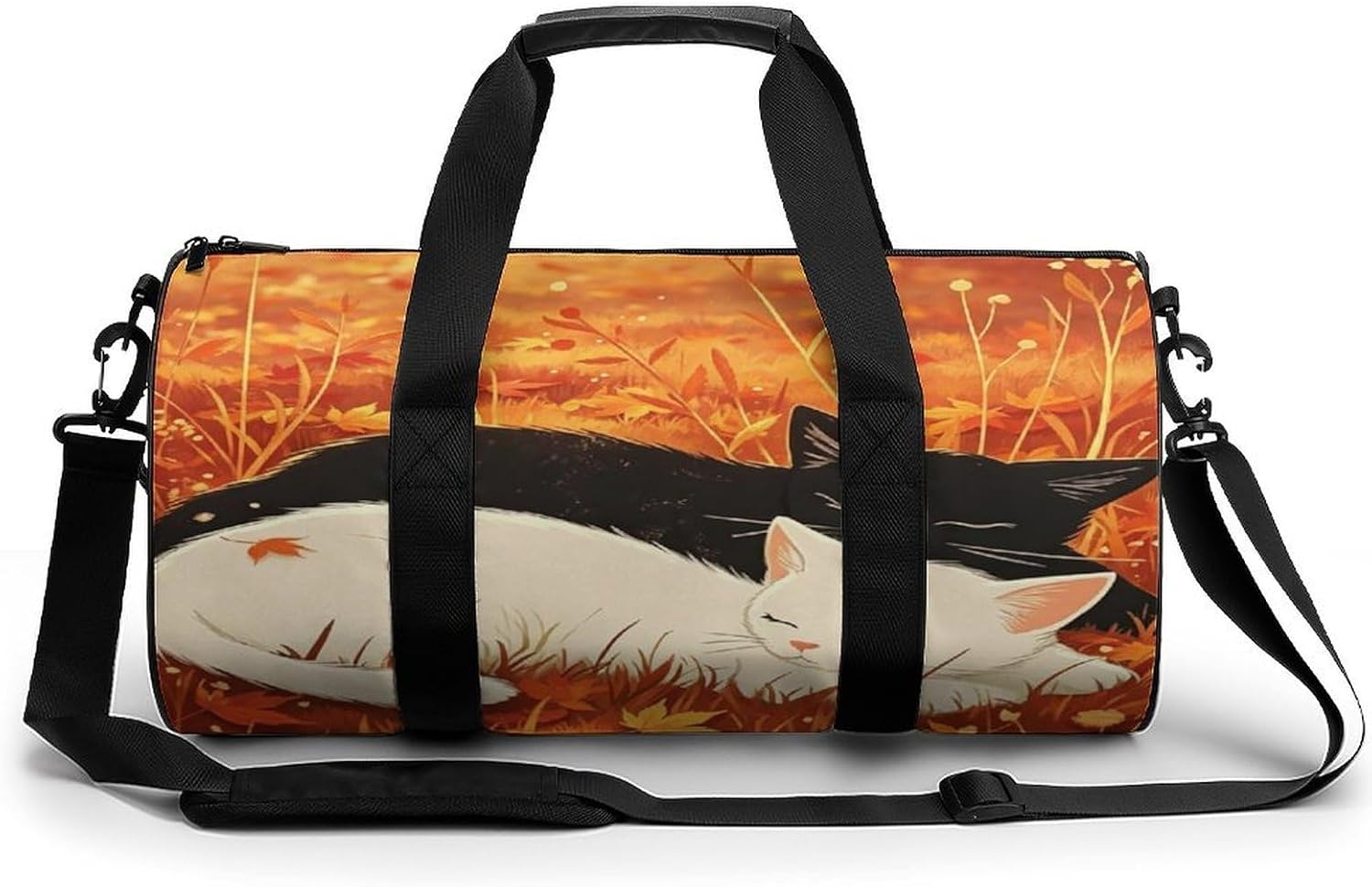 Black And White Cat Gym Bag Duffle Bags Weekender Overnight Bag