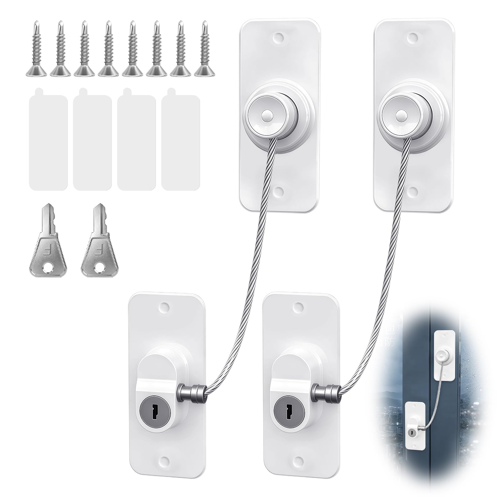 Flintronic 2 Pack Refrigerator Locks with Keys, Fridge Door Locks, Self Adhesive Child & Baby Proofing Fridge Latch, Window Locks Child Safety for Fridge, Cabinets, Windows, Drawers, Closets, Oven