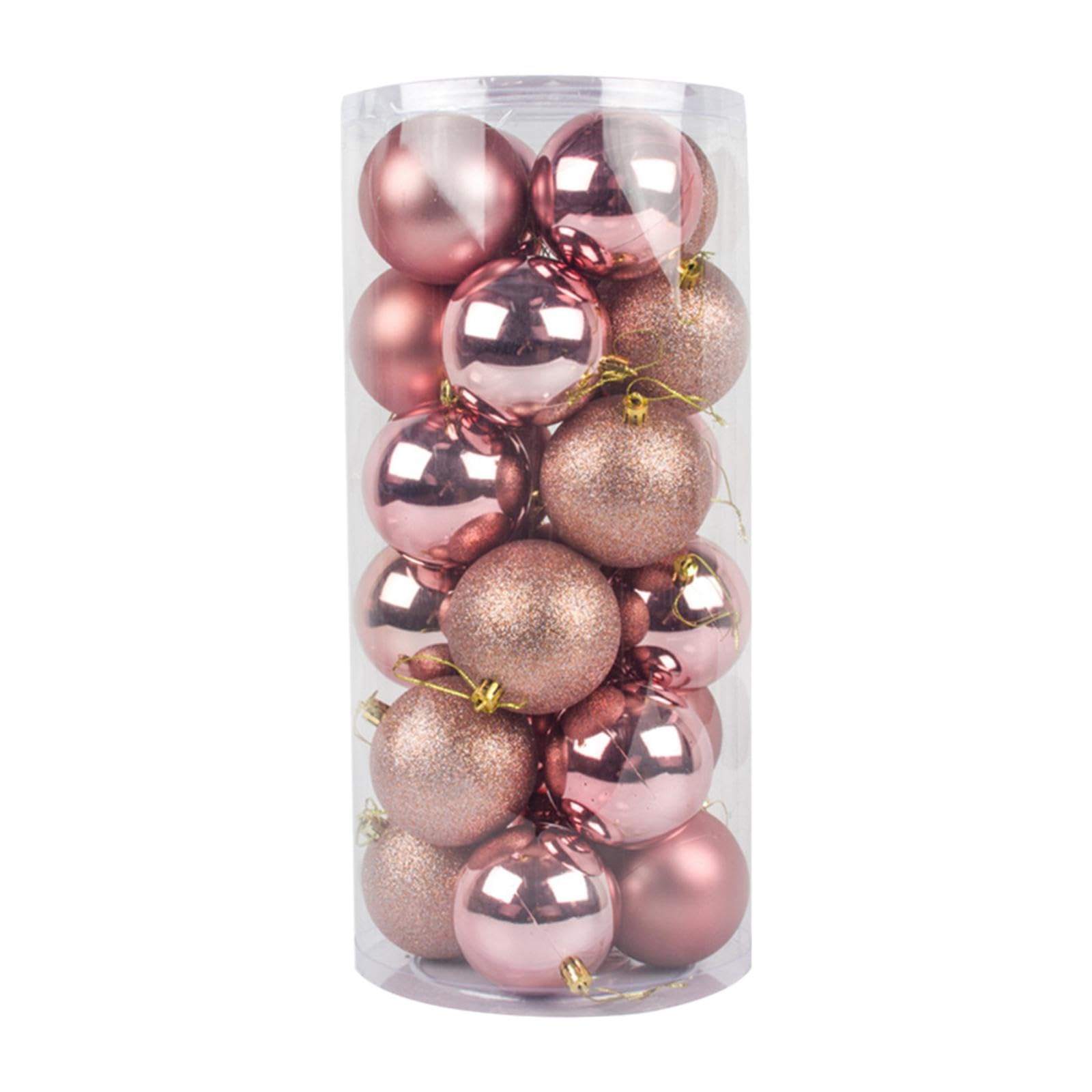 Boules de Noël or rose lot de 24 ornements légers en PVC pour sapin et fête
