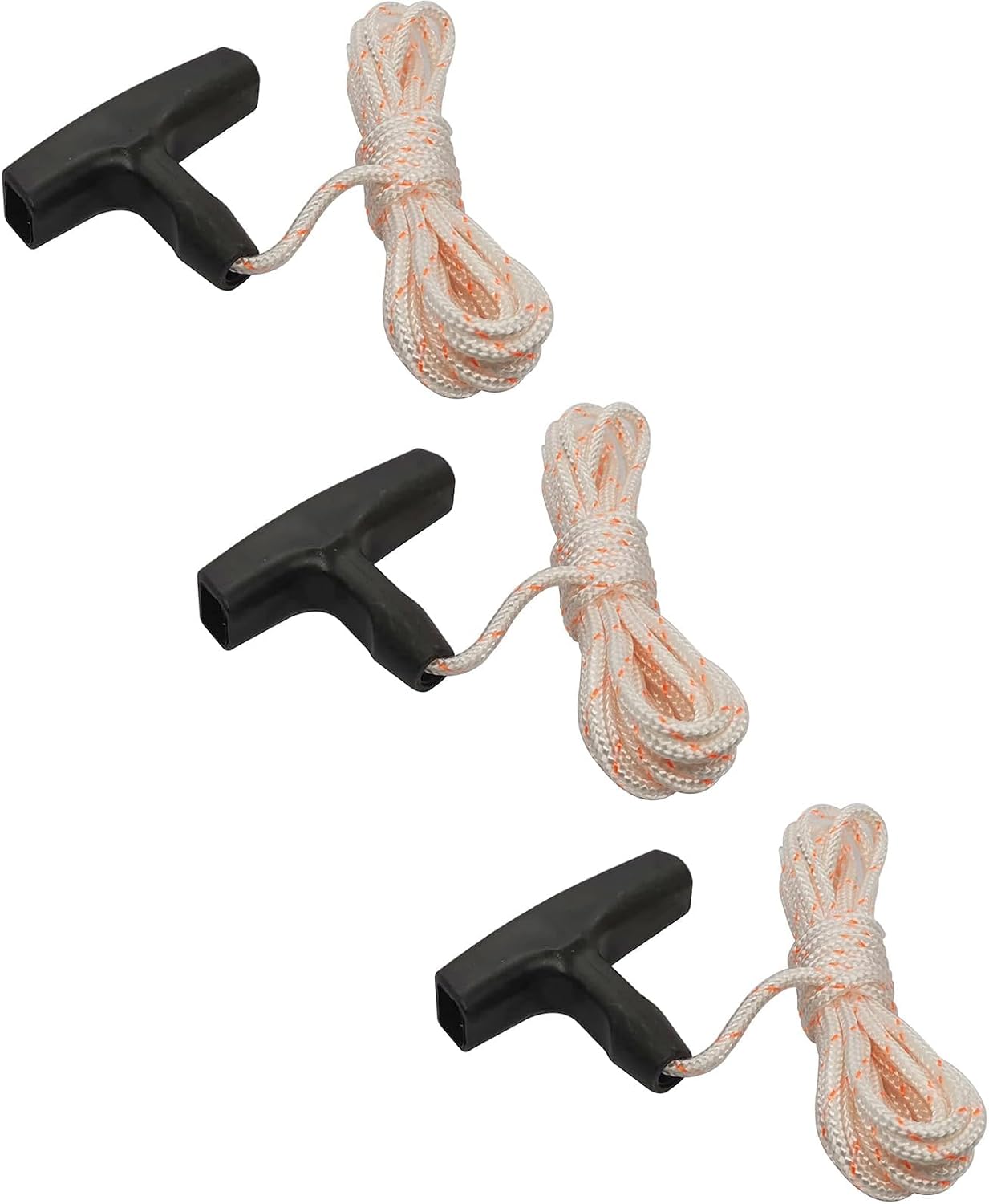 10 ft (3.5mm) Heavy Duty Nylon Recoil Starter Rope with Ergonomic Handle, Universal Pull Cord Replacement for Lawn Mower, Chainsaw, Generator & Small Engines(Set of 3)