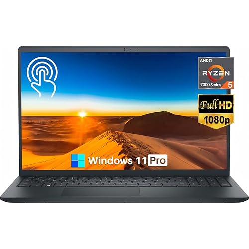 Dell Inspiron 15 3535 Laptop, 15.6" FHD Touchscreen, AMD Ryzen 5-7530U, 16GB RAM, 1TB SSD, Wi-Fi, HDMI, Windows 11 Pro — High-Performance Business PC for Students & Daily Life, Carbon Black