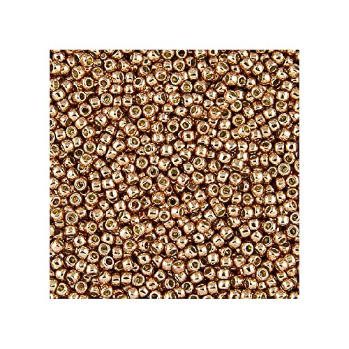 50 g TOHO Round Seed Beads Rocailles, Size 11/0, Permanent Finish Galvanized Rose Gold (# PF551), Japan, Glass โ image 1