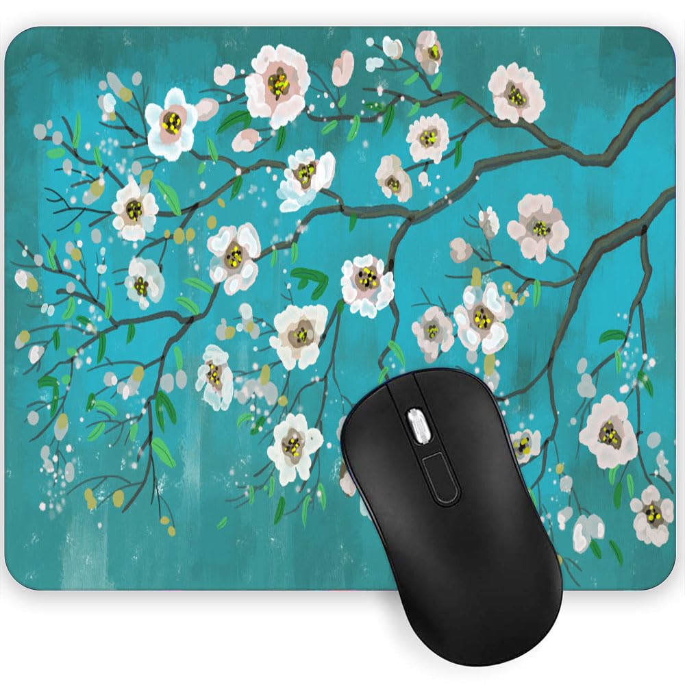 Gadgets WRAP Mouse Pad Mouse Mat with Anti-Slip Base with Spill-Resistant for Laptop, MacBook Pro, Gaming Computer – White Flower Tree (3)